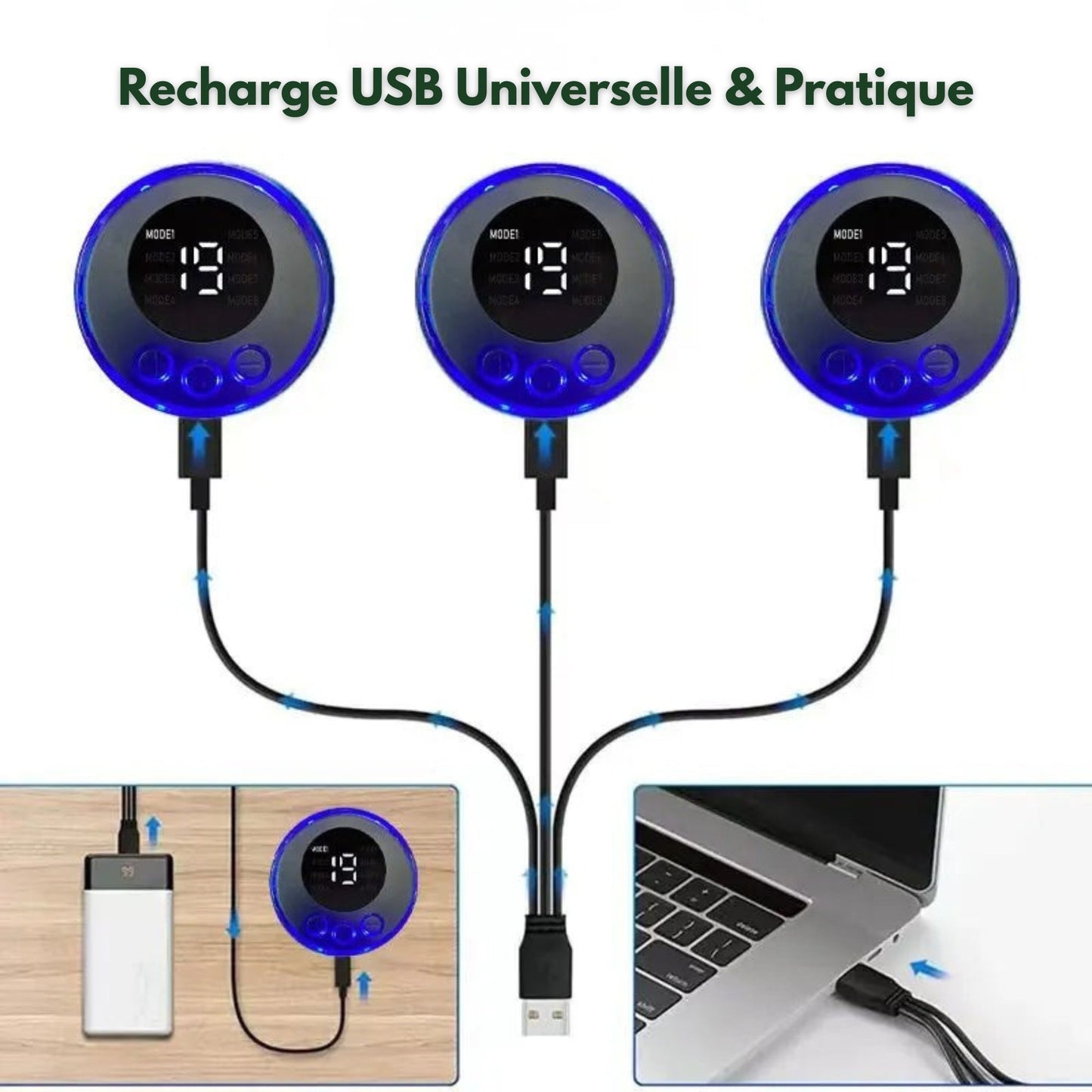 Stimulateur abdominal 3-en-1 rechargeable USB – Tonifie et raffermit l'abdomen | Vemoro™