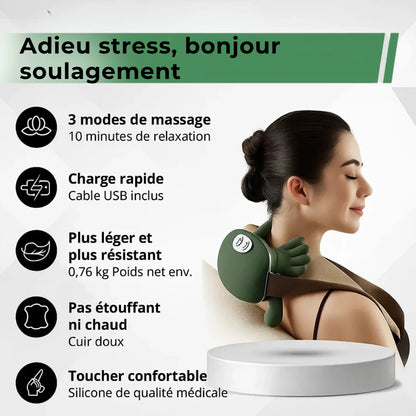 Masseur cou shiatsu 4D chauffant – Soulage tensions profondes des épaules | Zenvio™